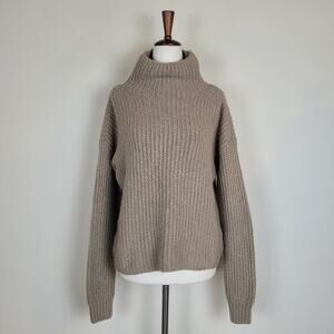 Anthropologie Sweater XS Brown Knit Chunky Oversized Mock Neck Boho Minimalist
